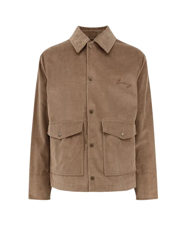 Corduroy Jacket With Logo Embroidery - Burberry