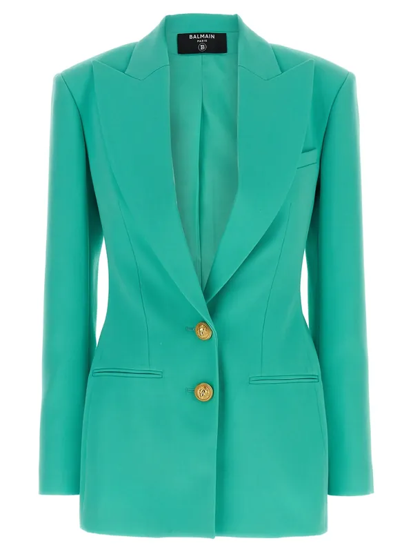 Logo Button Double-Breasted Blazer Blazers Light Blue