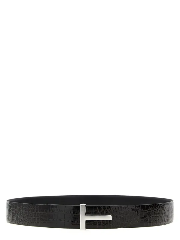 Reversible Crocodile Leather Belt Belts Brown - Tom Ford