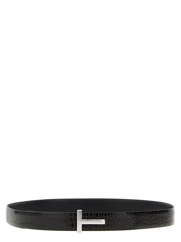 Reversible Crocodile Leather Belt Belts Brown - Tom Ford