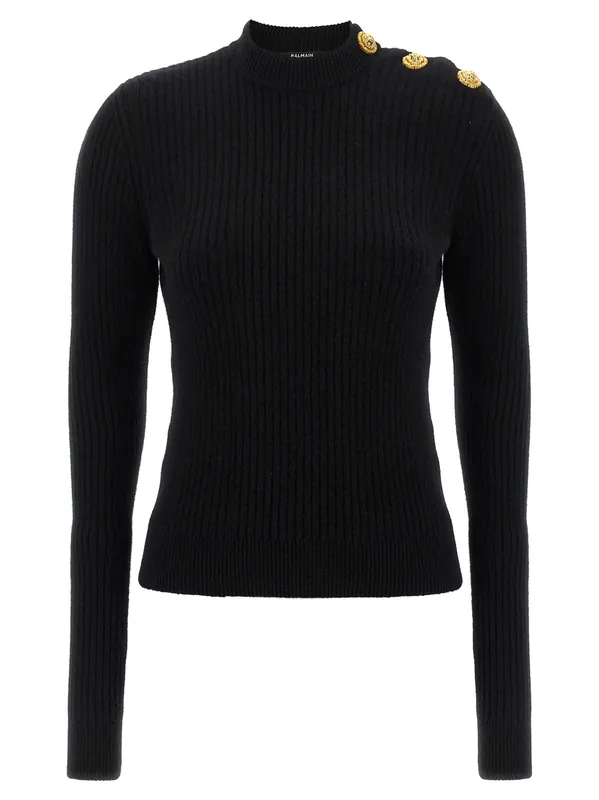 Ribbed Sweater Sweaters And Cardigans Black - Balmain