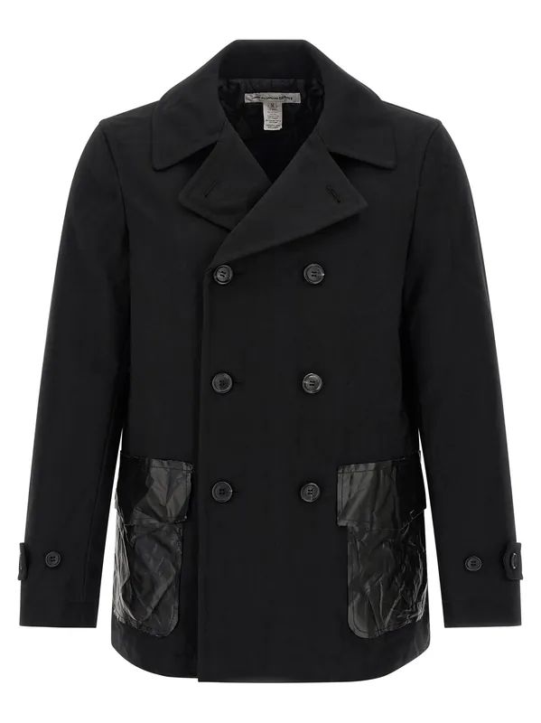 Double-Breasted Caban Coats And Trench Coats Black