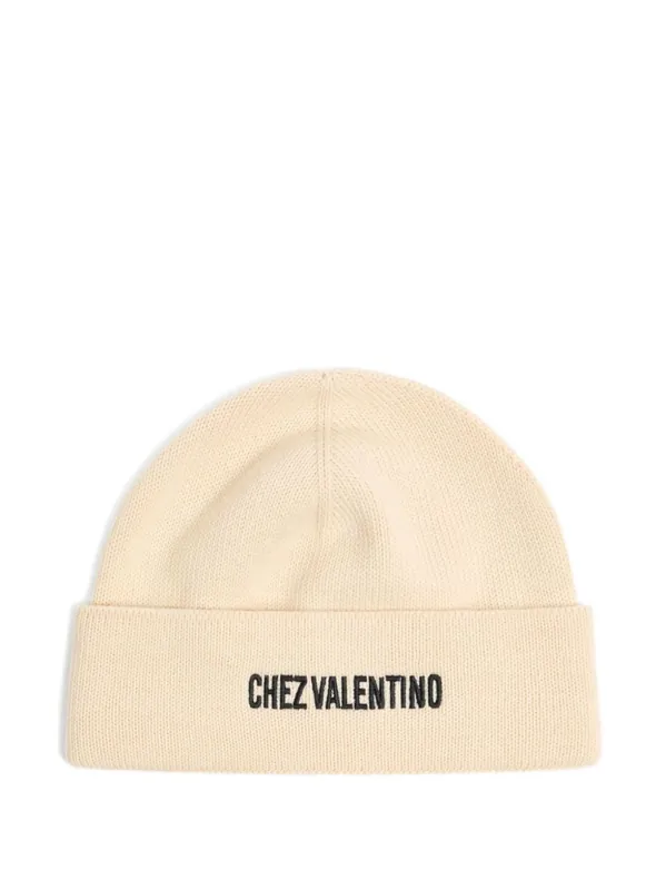 Chez Valentino Cotton And Wool Beanie - Valentino Garavani