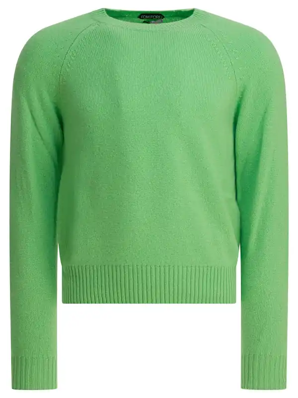 Cashmere Crewneck Sweater Knitwear Green - Tom Ford