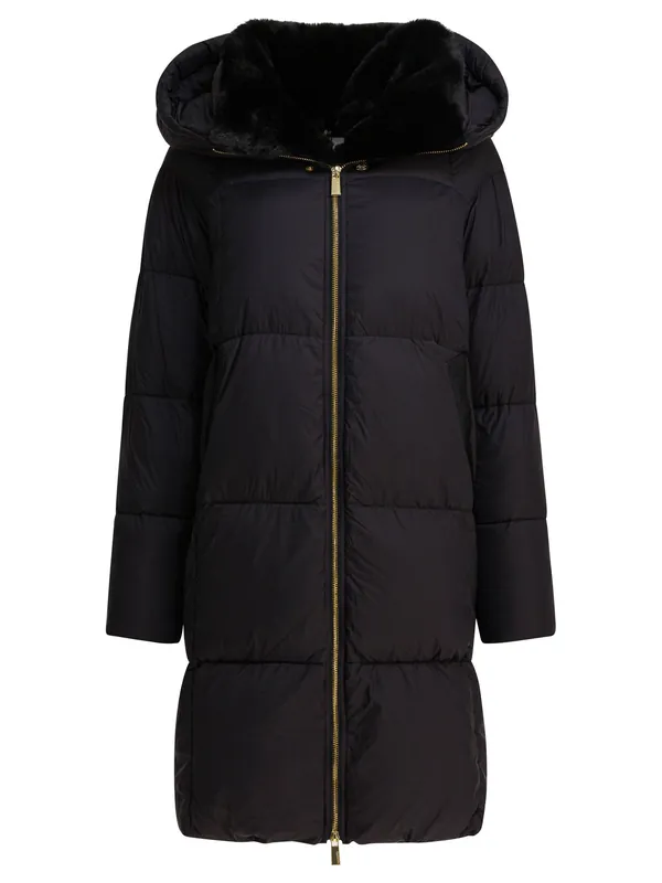 Long Down Jacket With Over Hood Jackets And Coats Black - Max&Moi