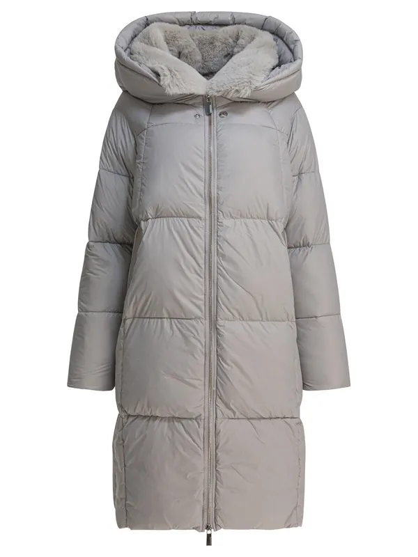 Long Down Jacket With Over Hood Jackets And Coats Grey - Max&Moi