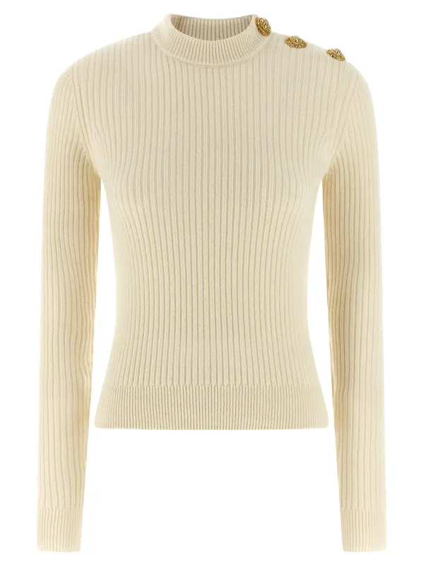 Ribbed Sweater Sweaters And Cardigans White - Balmain