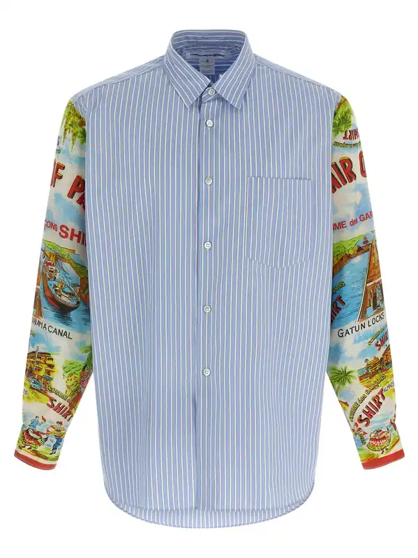 Patterned Sleeve Shirt Shirt And Blouse Multicolor - Comme Des Garçon