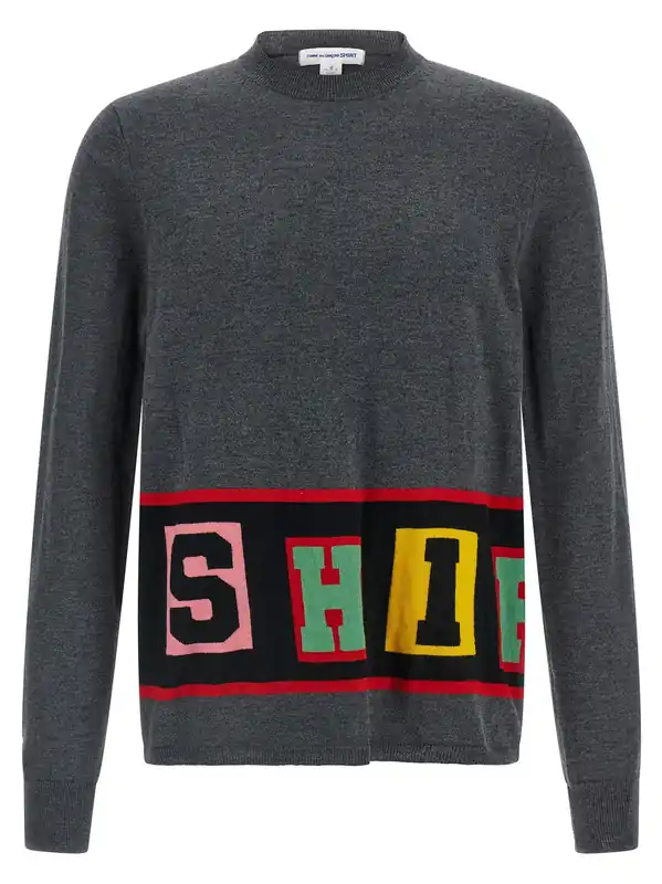 Intarsia Sweater Sweaters And Cardigans Gray - Comme Des Garçon