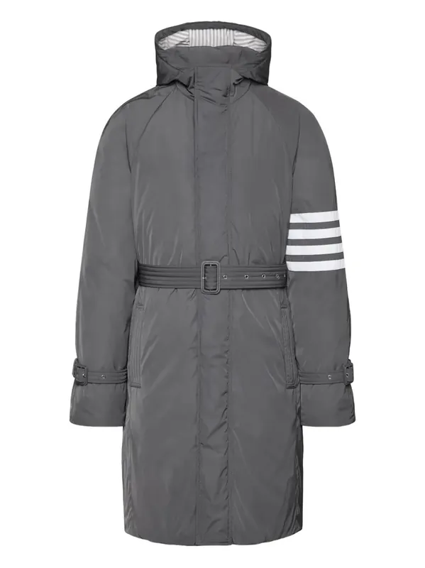 Poly Twill 4-Bar Hooded Down Parka With Belt