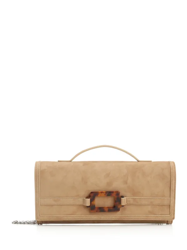 Belle Vivier Suede Clutch Bag Clutches Beige - Roger Vivier
