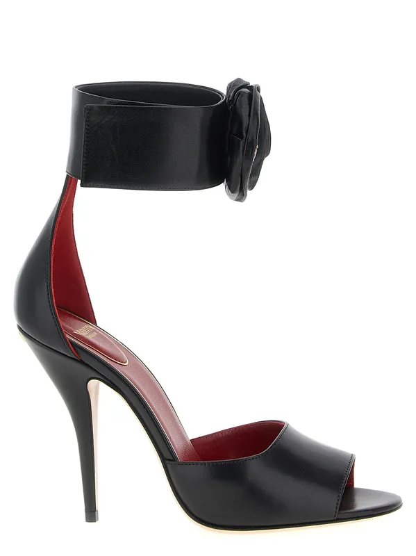 Drip Rose Sandals Black - Valentino Garavani