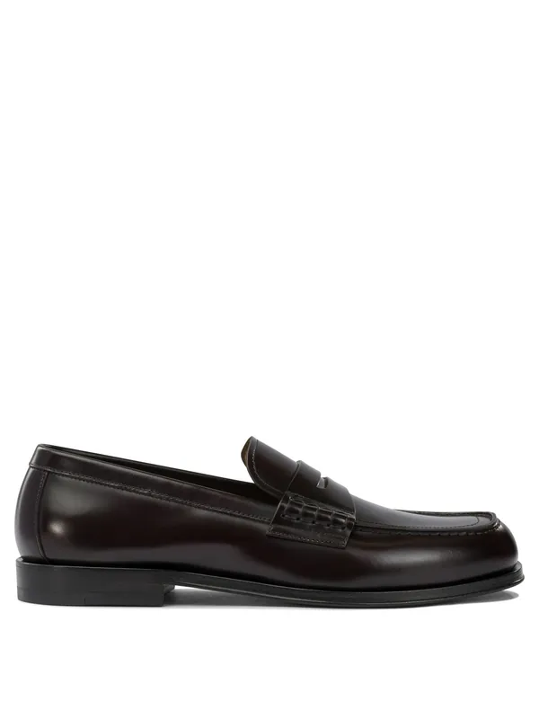 Glossy Leather Loafers Loafers & Slippers Brown - Henderson Baracco