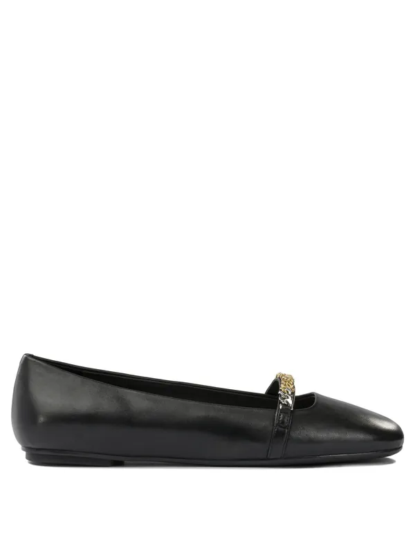Leather Ballet Flats With Square Toe Ballerinas Black - Pinko