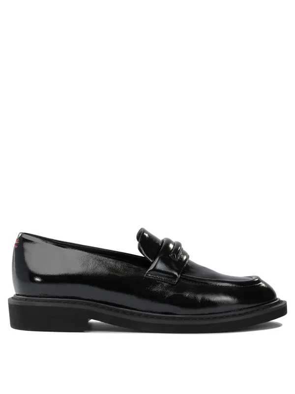 Glossy Leather Loafers Loafers & Slippers Black - Halmanera
