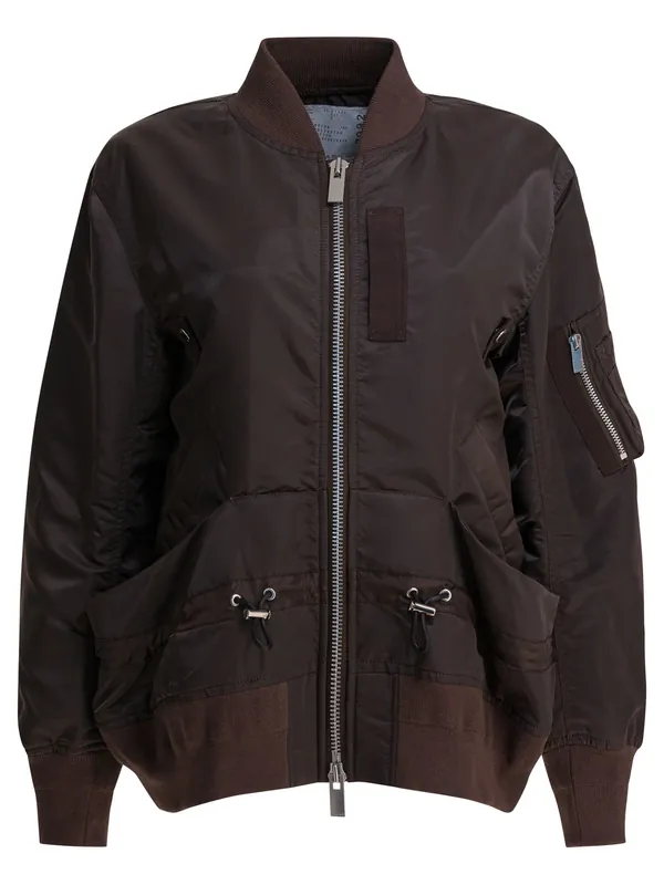 Nylon Twill Bomber Jacket Jackets And Coats Brown - Sacai