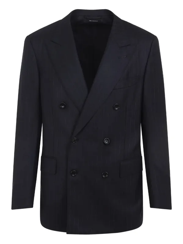 Double-Breasted Pinstripe Blazer