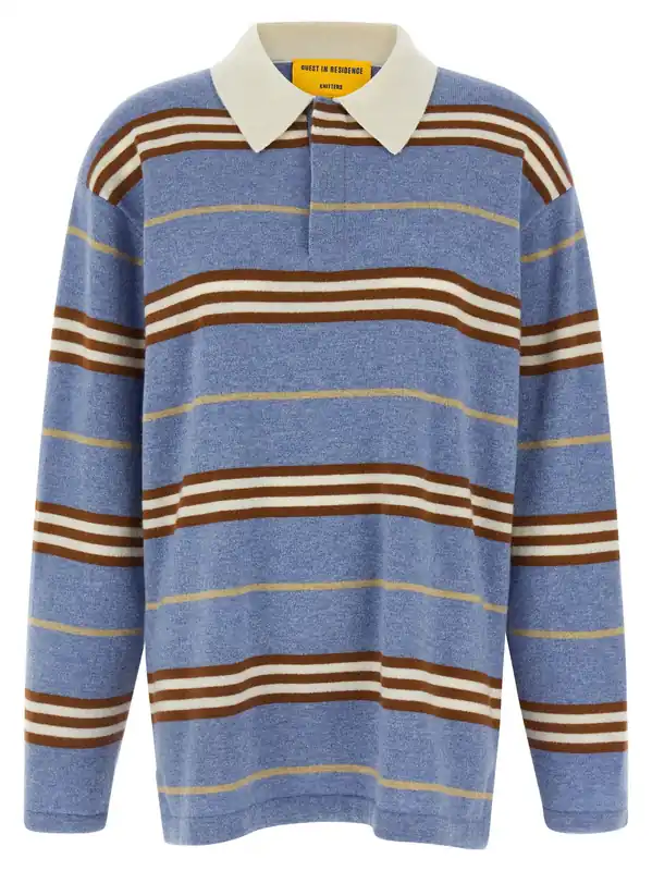 Striped Rugby Polo Light Blue - Guest In Residence