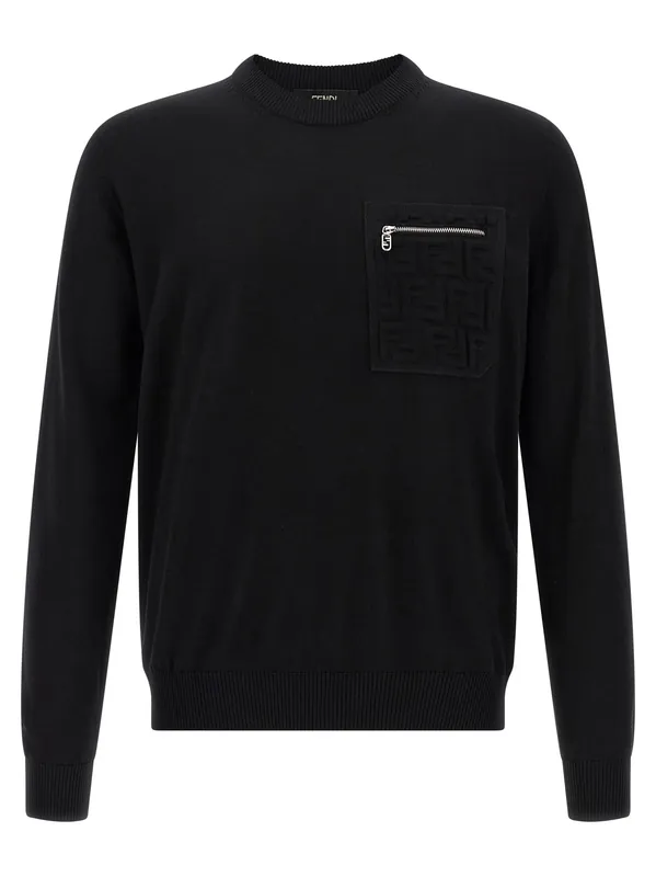 Ff Pocket Sweater Sweaters And Cardigans Black - Fendi