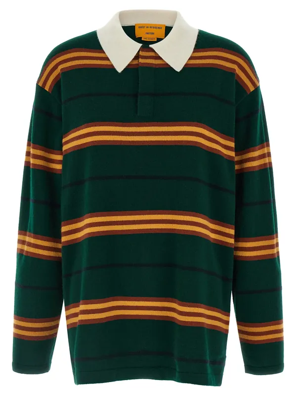 Striped Rugby Polo Green - Guest In Residence