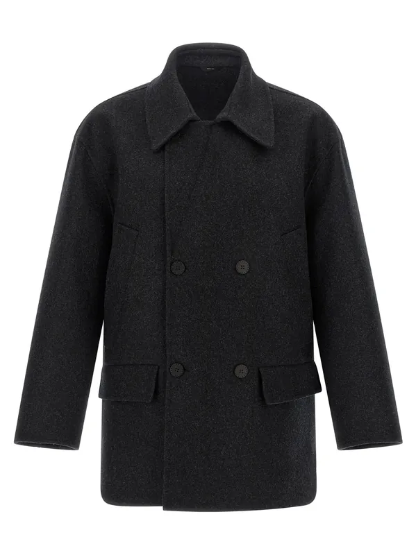 Felt Wool Coat Coats And Trench Coats Gray - Fendi
