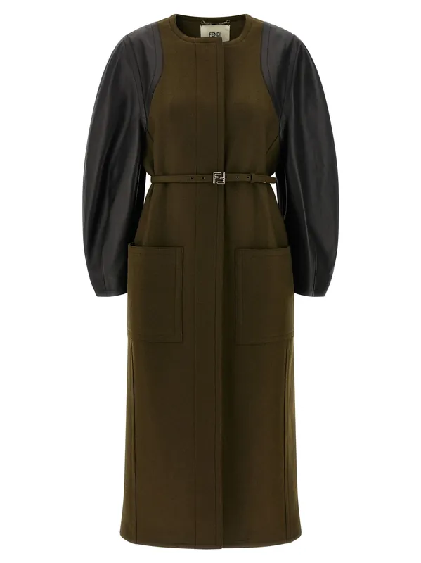 Wool Felt Coats And Trench Coats Green - Fendi