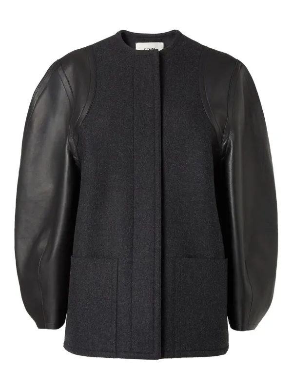 Wool And Leather Coat - Fendi