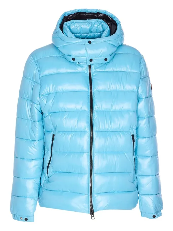 Florian Down Jacket With Lacquered Finish And Removable Hood - Save The Duck