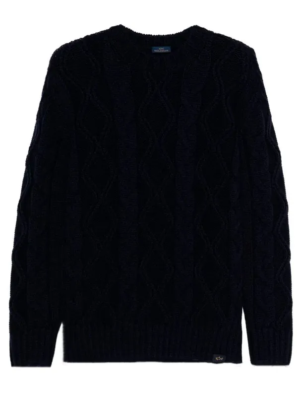 Cable Knit Crewneck Wool Sweater - Paul & Shark