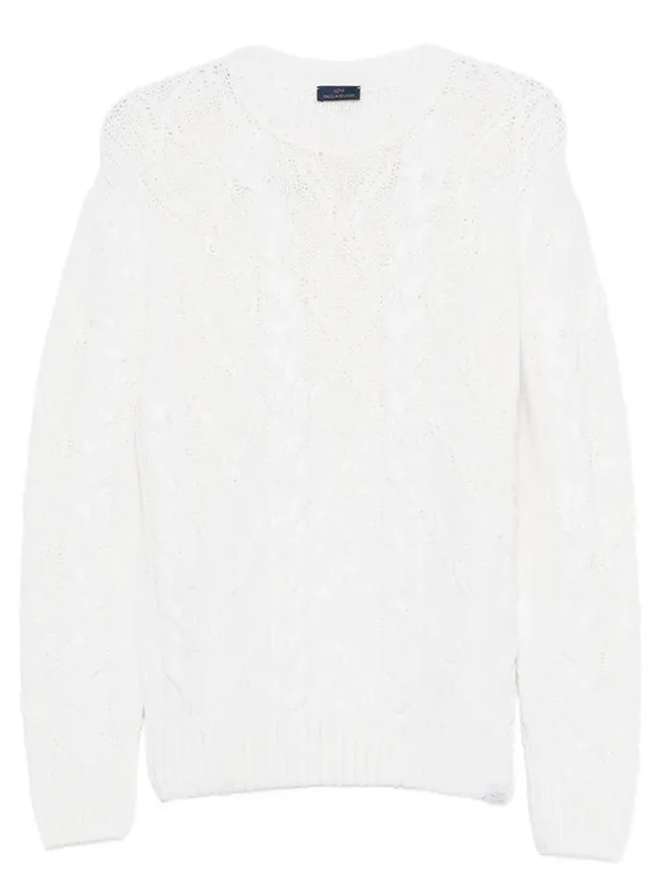 Cable Knit Crewneck Wool Sweater - Paul & Shark