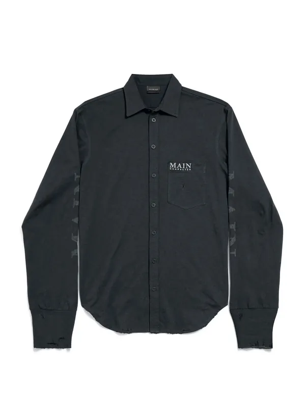 Main Character Artwork Long-Sleeved Jersey Polo Shirt