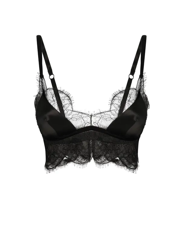 Silk Bra With Lace Inserts - Dolce & Gabbana