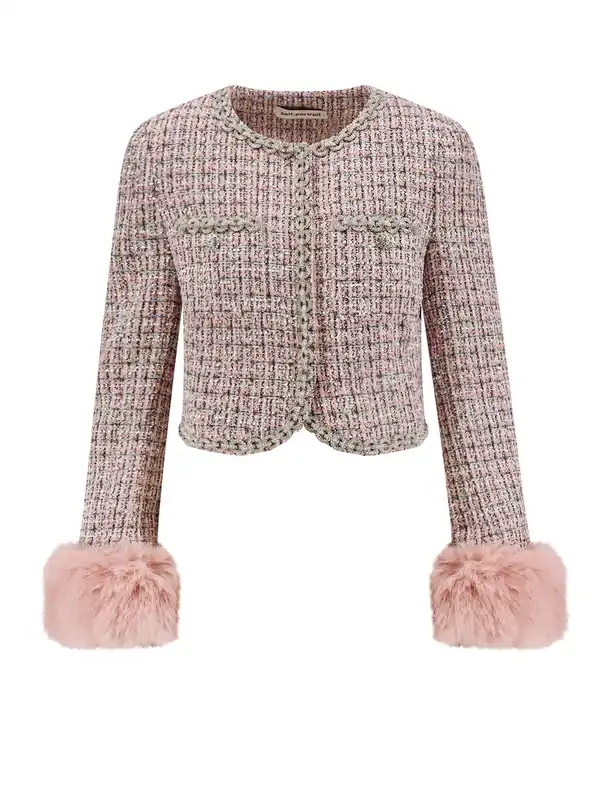 Bouclé Fabric Blazer With Jewels Profiles - Self-Portrait