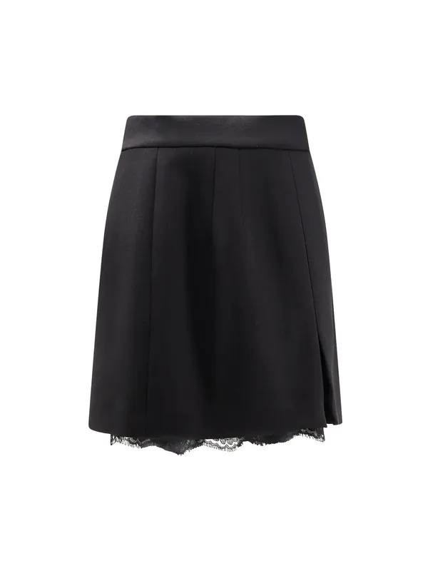 Virgin Wool Miniskirt With Lace Detail - Dolce & Gabbana
