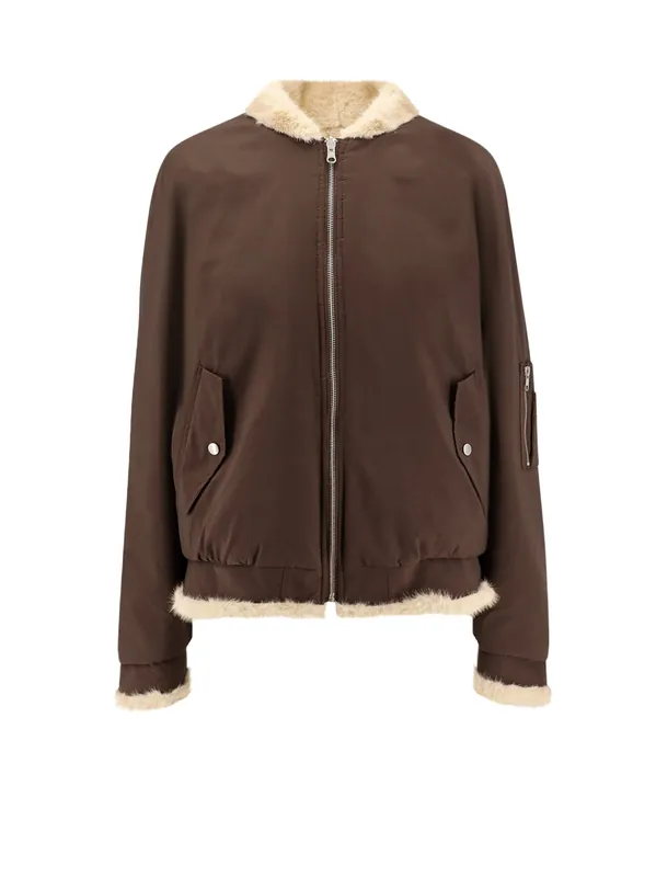 Reversible Nylon And Faux Shearling Bomber Jacket - MM6 Maison Margiela