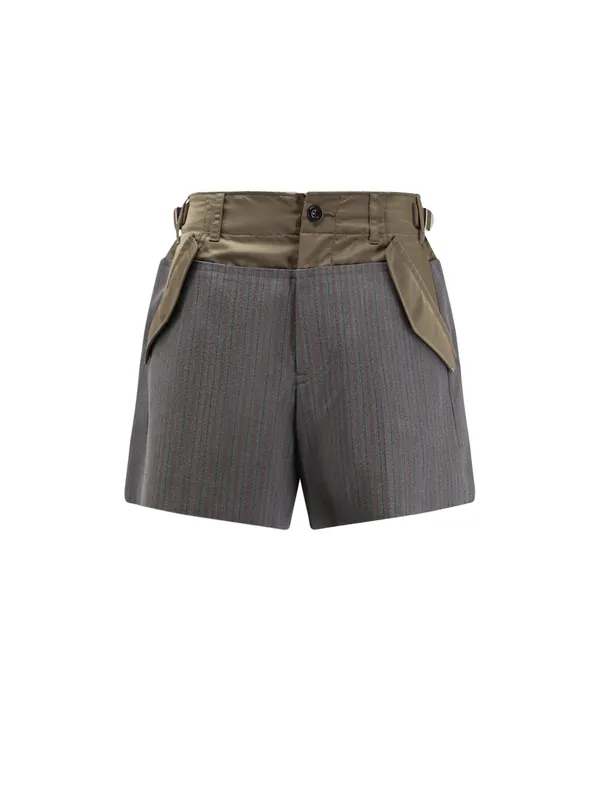 Wool Shorts With Nylon Details - Sacai
