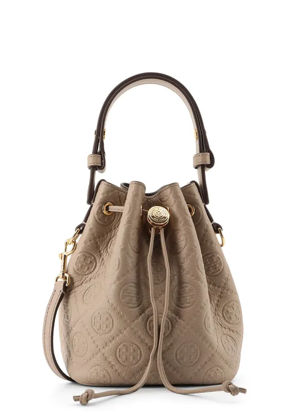 T Monogram Pebble Mini Leather Bucket Bag - Tory Burch