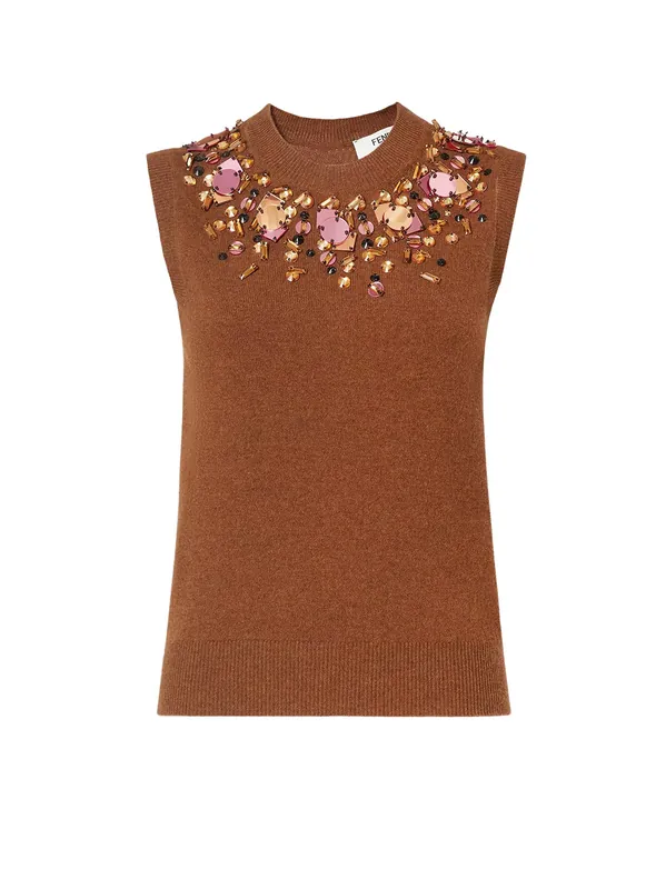 Sleeveless Wool And Cashmere Sweater - Fendi
