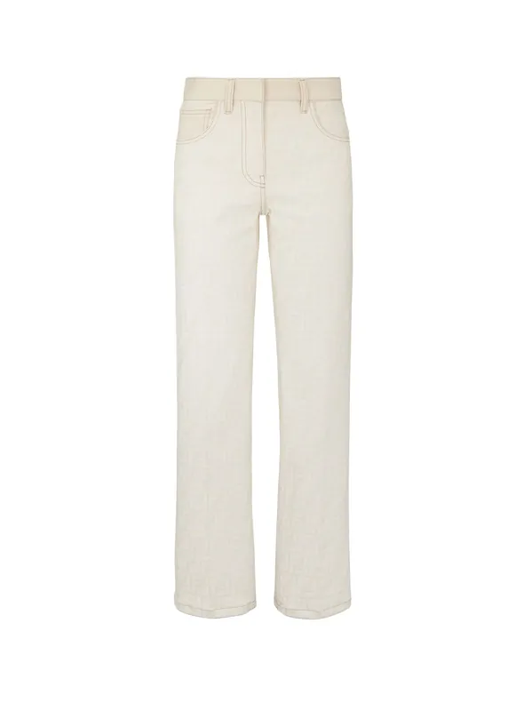 Ff Off White Denim Trouser - Fendi