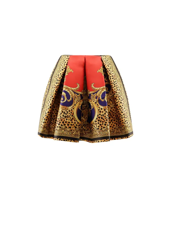 Cheetah Barocco Silk Duchesse Skirt - Versace