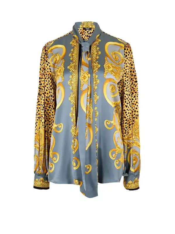 Cheetah Foulard LavallièRe Silk Shirt - Versace