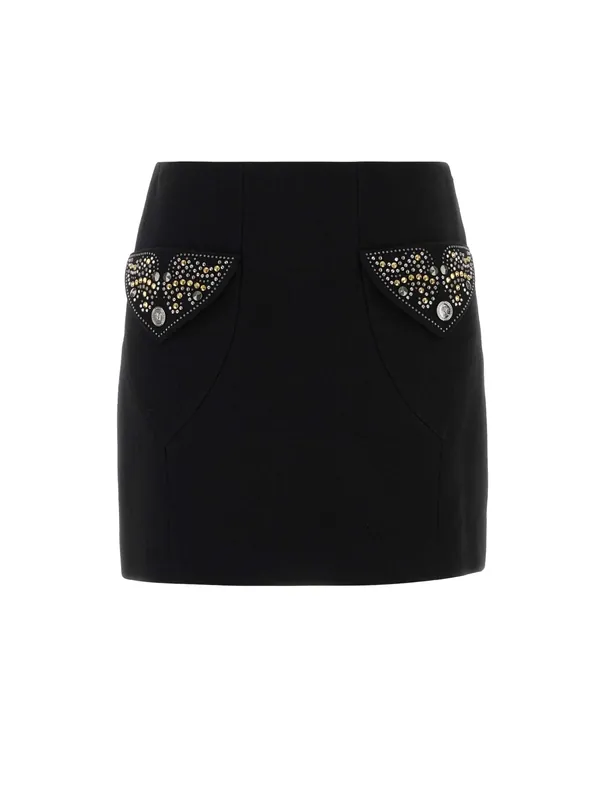 Virgin Wool Mini Skirt - Versace
