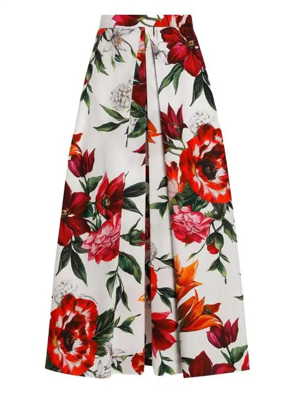 Anemoni Print Cotton Midi Skirt - Dolce & Gabbana