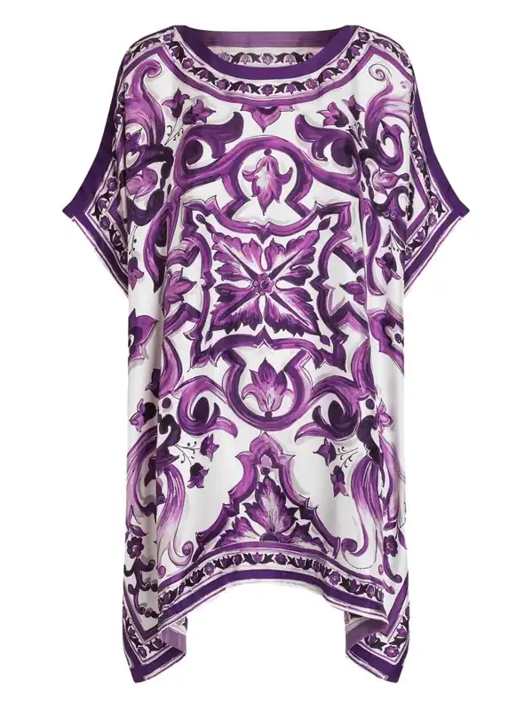 Maiolica Print Silk Kaftan - Dolce & Gabbana