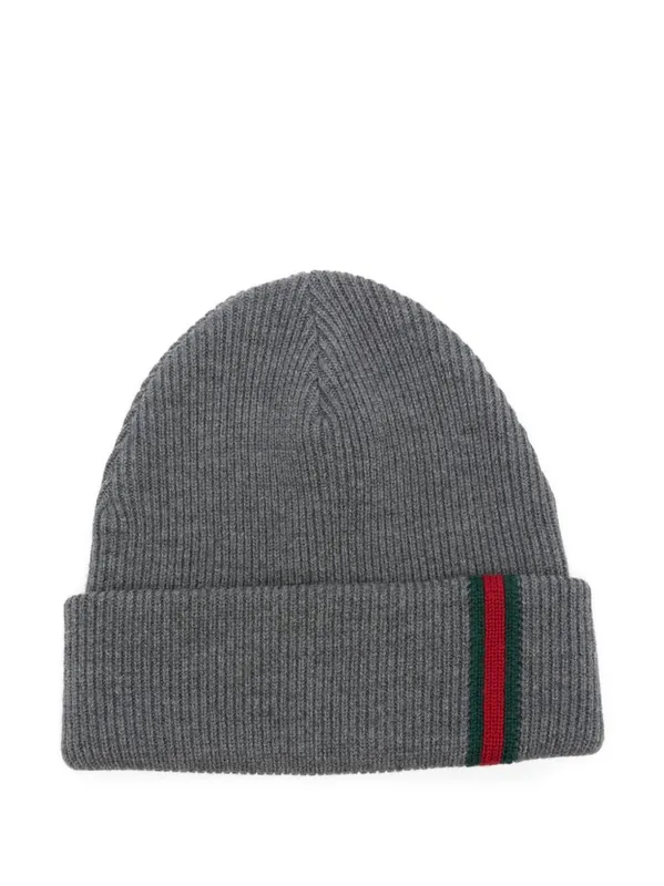Web Detail Wool Beanie - Gucci