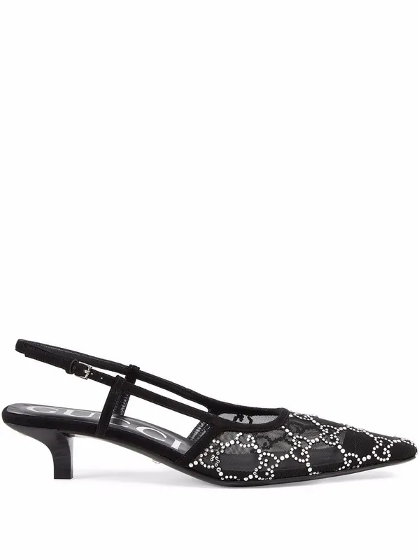 Gg Crystal Slingback Pumps - Gucci