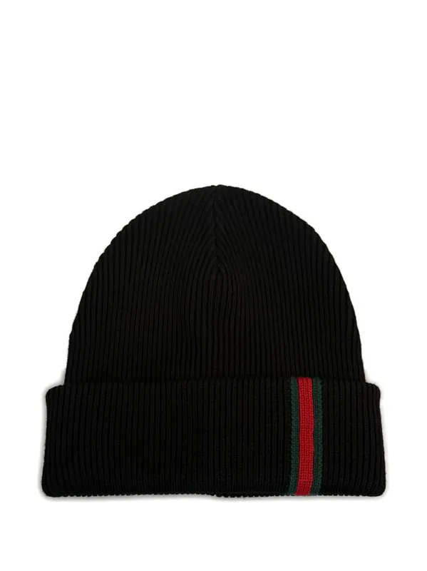 Web Detail Wool Beanie - Gucci