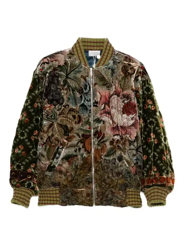 Printed Silk Blend Bomber Jacket - Pierre Louis Mascia