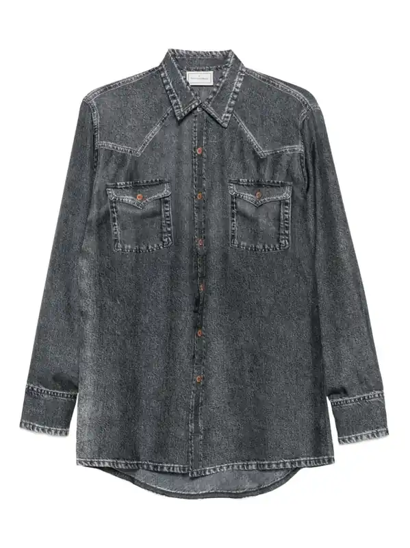 Denim Print Silk Shirt - Pierre Louis Mascia