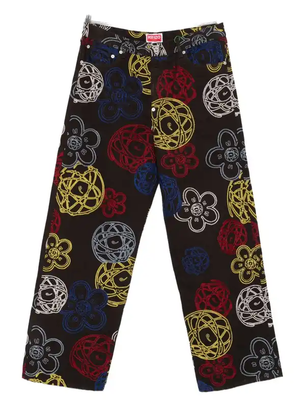 Embroidered Cotton Trousers - Kenzo Futura